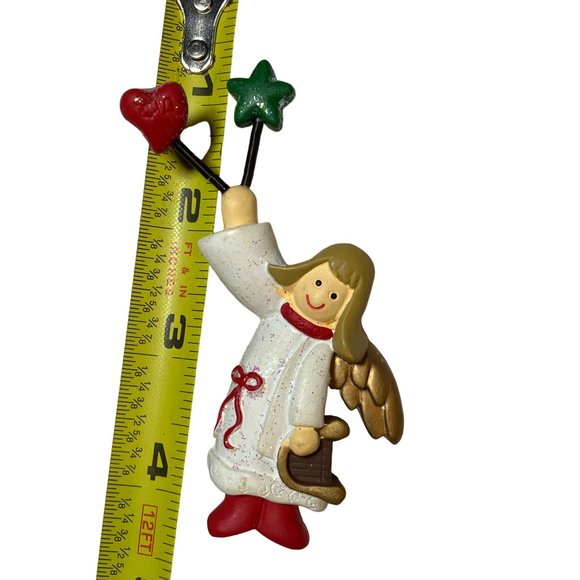 Vintage Resin Glitter Whimsical Angel Pin Brooch - Picture 6 of 8